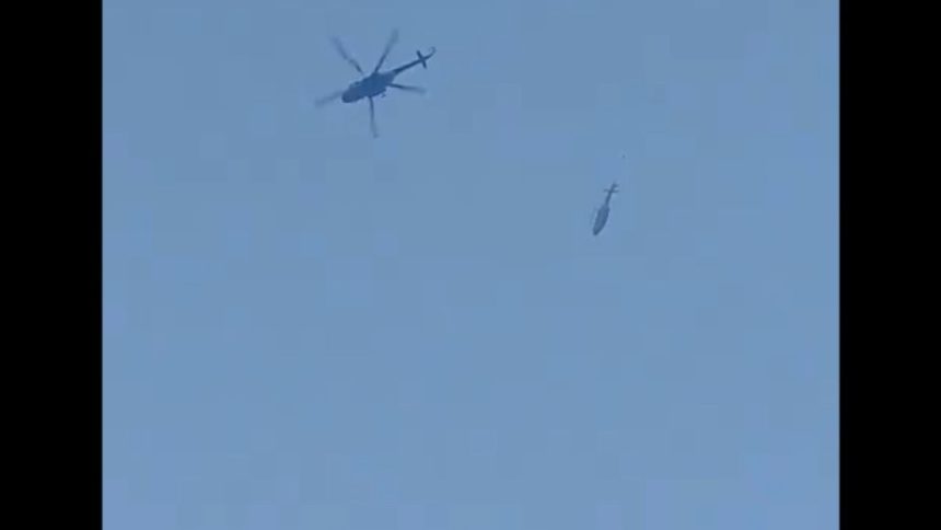 WATCH| Defective helicopter falls mid-air after towing rope snaps in Uttarakhand’s Kedarnath