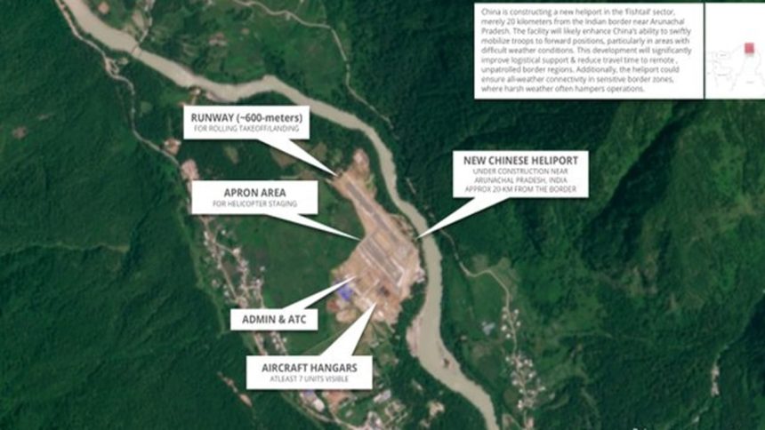 Satellite image shows China building helipad near Arunachal, barely 20 km from LAC