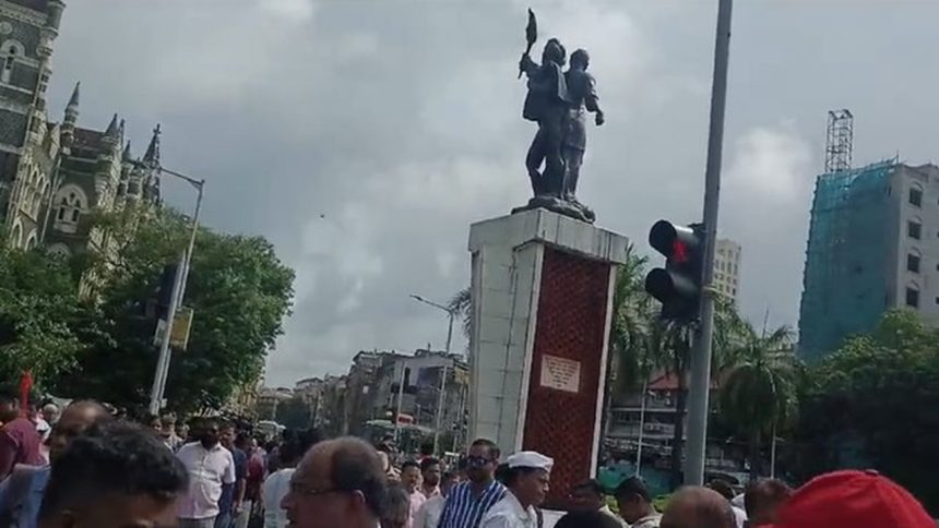 Chhatrapati Shivaji statue collapse: MVA holds ‘jode maro’ protest amid tight security in Mumbai
