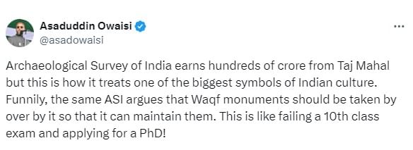 ‘Failing Class 10th exam…..’: Owaisi’s dig at ASI over Taj Mahal’s maintenance 2 snap