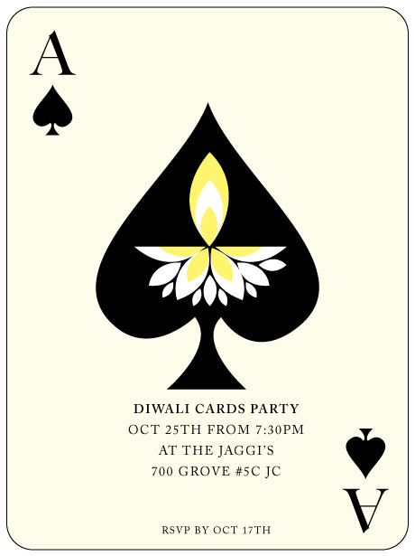 Diwali card party invitation. 