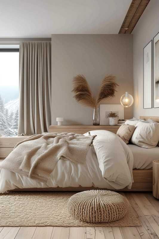 Cream and brown bedroom colour