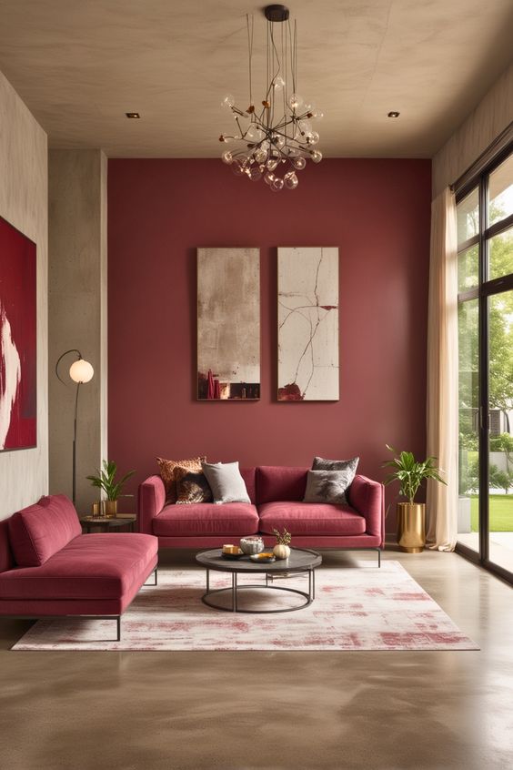 Burgundy and Ivory walls