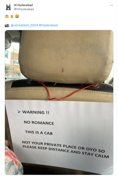 Cab driver's no-romance warning