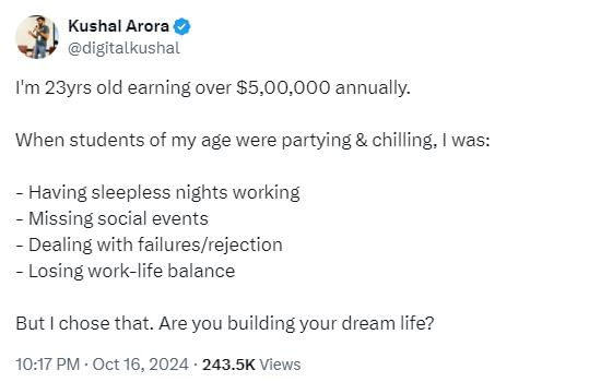 Delhi man's post about building dream life draws flak.