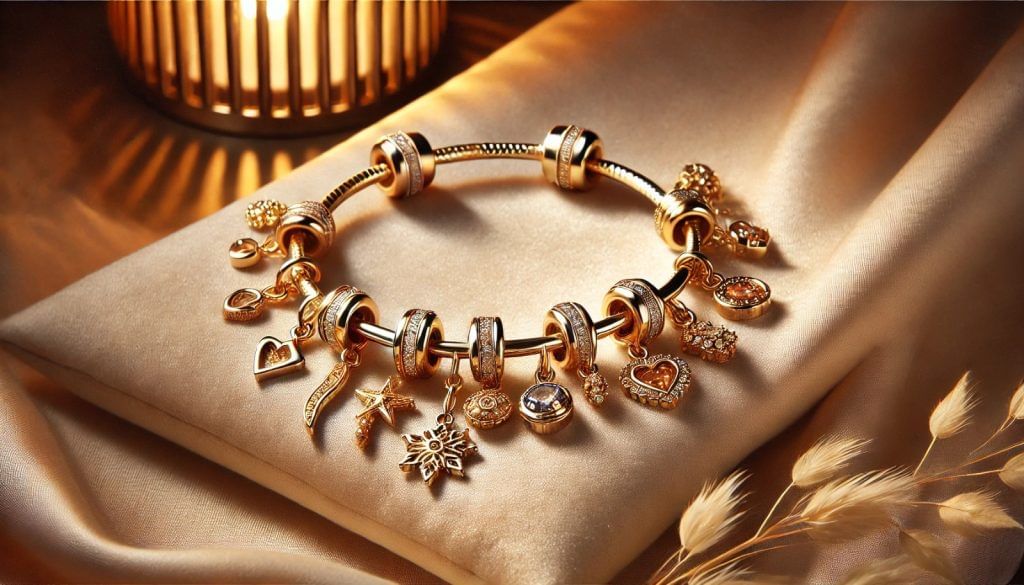 gold jewellery for wife karwa chauth gift - gold charm bracelet