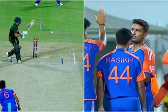 ‘Sweet revenge’: Leg stump goes cartwheeling as Kamboj castles Mohd. Haris – WATCH