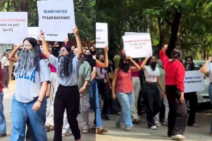 Video: Indore women protest for ‘no beard’ boyfriends, netizens call it a gimmick