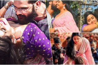 Kajal Raghwani Khesari Lal Yadav Kissing On Stage in Ballia 784x441