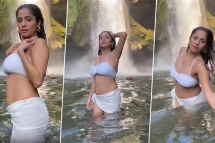Kate Sharma sets fire to a natural spring wearing a white bikini, the actress's hotness injures fans 2 Kate Sharma 1