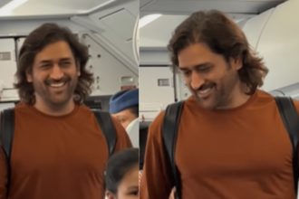 WATCH: MS Dhoni shakes hands with passengers on flight, wins hearts