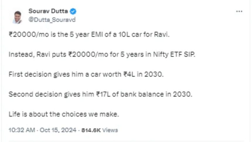 Man wants people to invest in SIPs rather than buying a car, internet disagrees