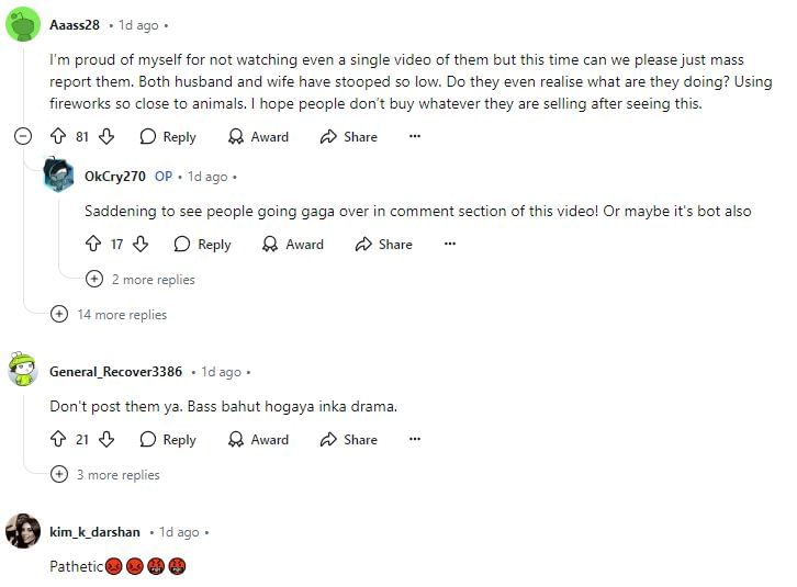 ‘Saddening’: Gaurav Taneja slammed for bursting crackers near cows in viral video 2 Netizens bashed Gaurav Taneja in the comments for bursting crackers near cows.