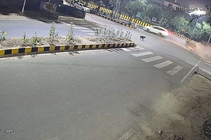 Noida car thrashes auto; driver suffer serious injuries | Check video footage