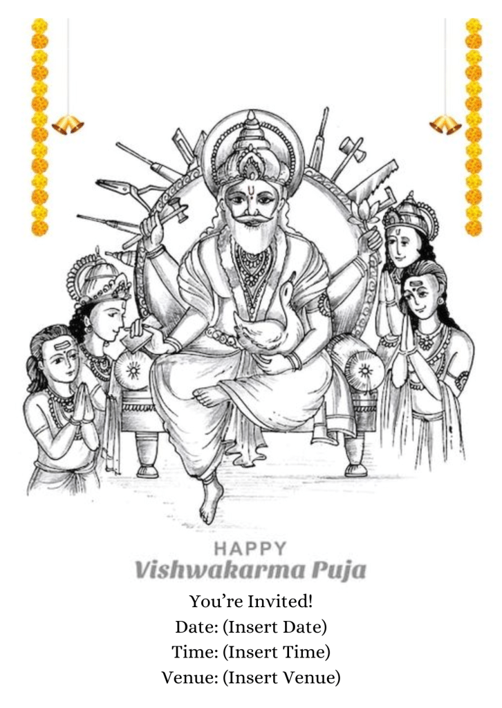 Online Vishwakarma Puja invitation card 