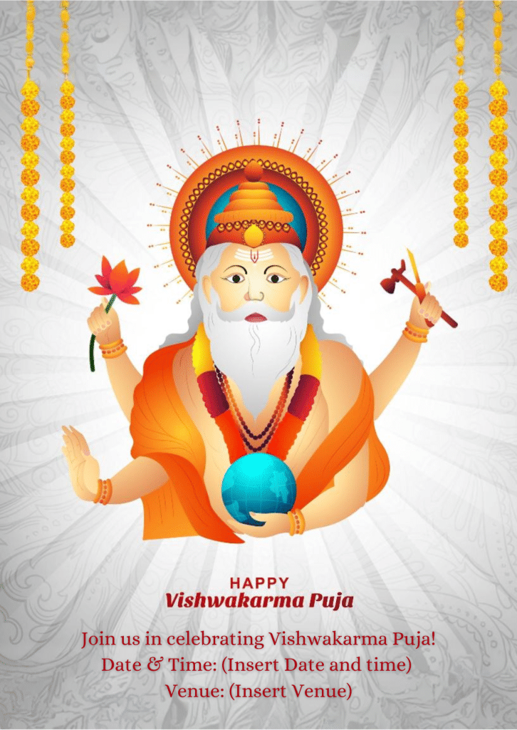 Online Vishwakarma Puja invitation card 