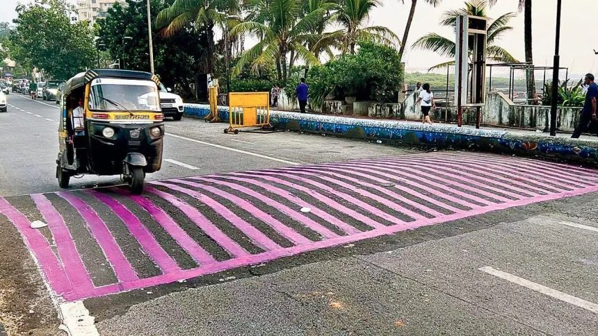 Mumbai’s speed breakers turned pink for spreading awareness about THIS