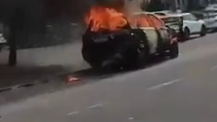 Watch: Burning car runs amok on Jaipur road 1 Watch: Burning car runs amok on Jaipur road
