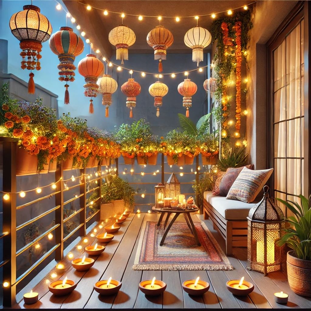 Diwali lighting ideas for balcony