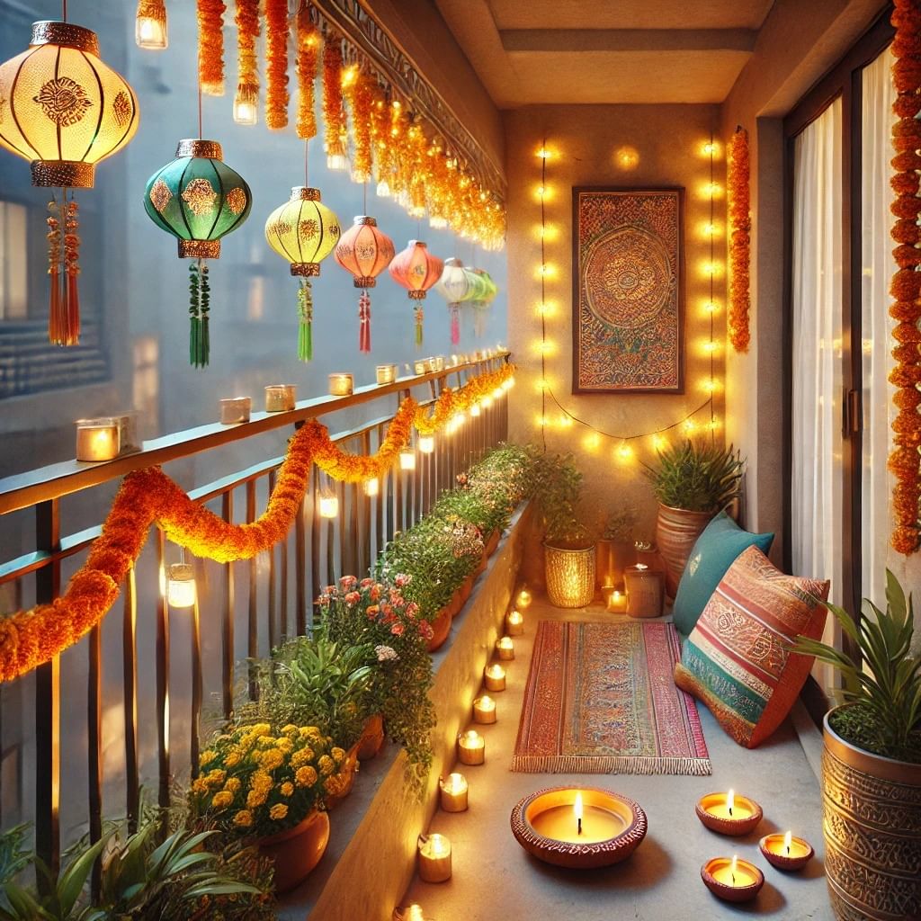 Diwali balcony decoration