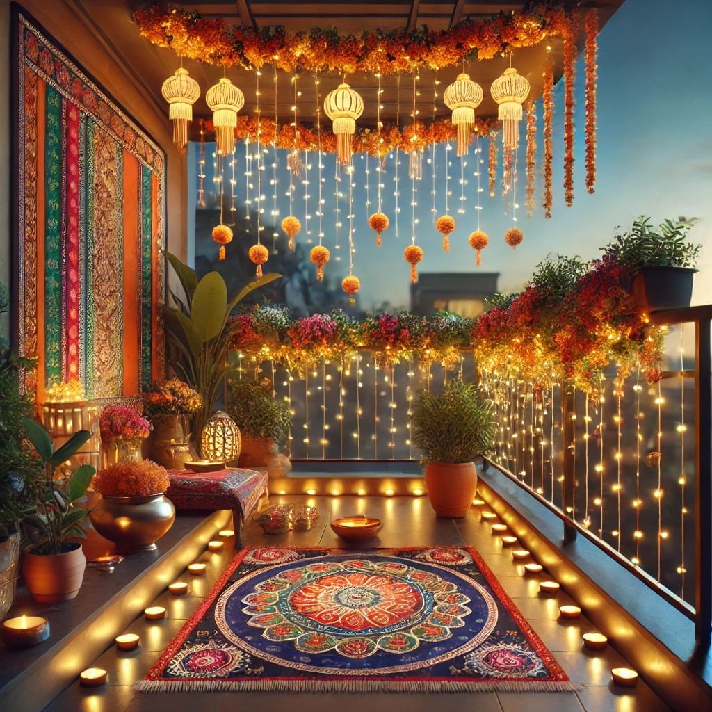 Diwali balcony decoration ideas