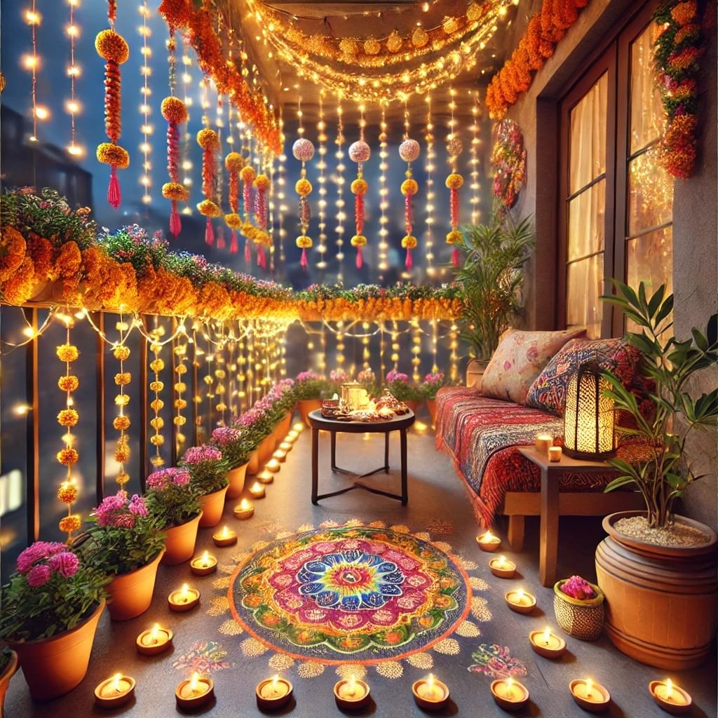 How to put Diwali lights in balcony