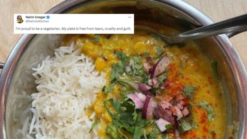 ‘Proud to be a vegetarian’: Woman draws flak for cruelty-free dal chawal post