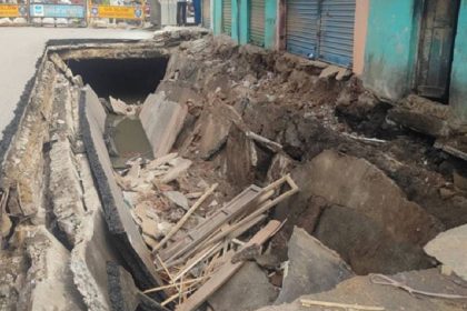 Ghoshamahal road caves in after sewerage pipeline collapses