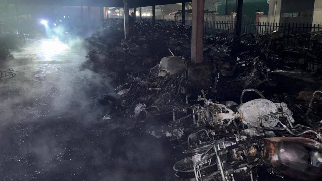 Video: 200 two-wheelers destroyed in parking lot fire at Varanasi railway station