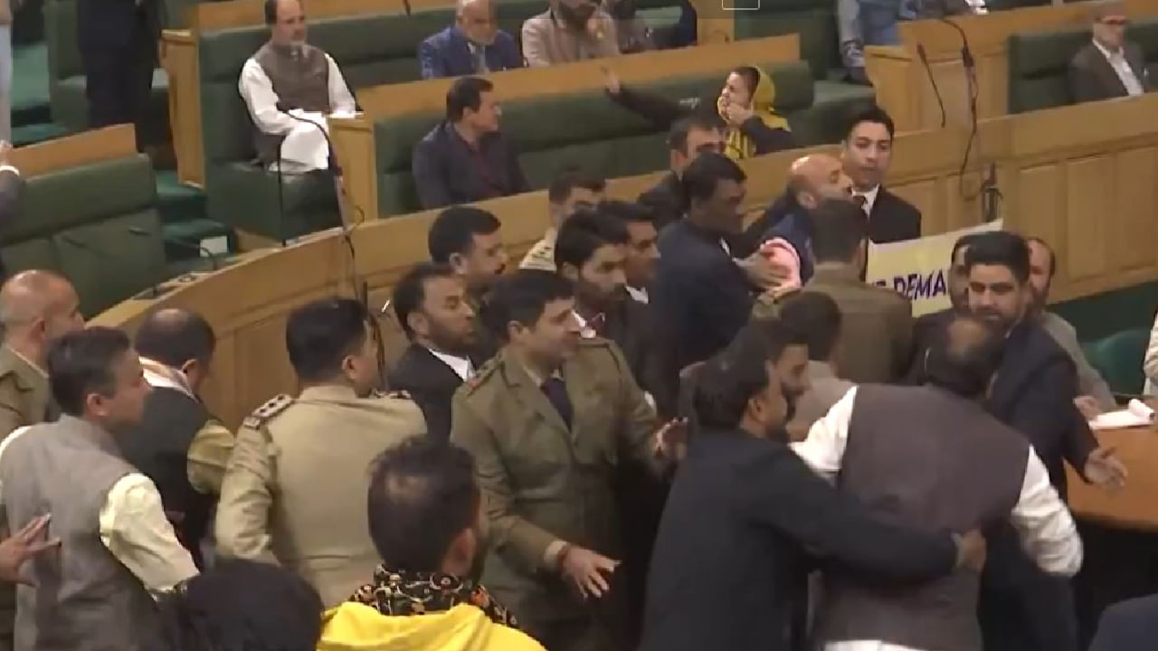 WATCH: Scuffle in Jammu and Kashmir Assembly over ‘restore Article 370’ poster