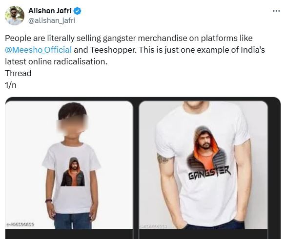 Lawrence Bishnoi T-shirts were found on e-commerce websites.