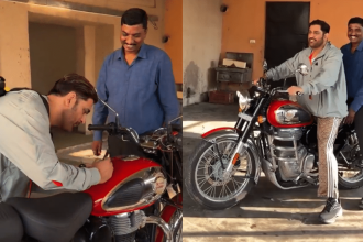 MS Dhoni takes fan’s bike for a spin after signing his autograph on it – WATCH