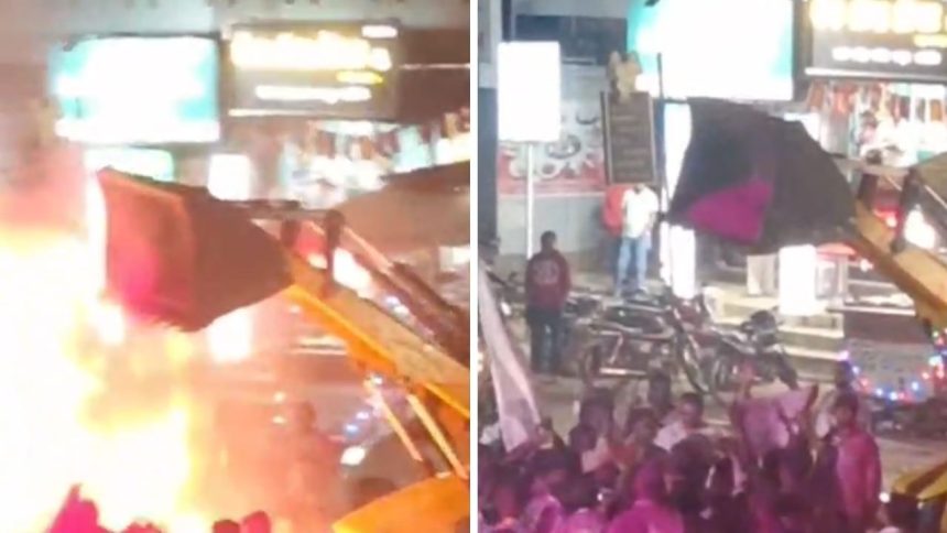 Video: Fire breaks out during victory procession in Maharashtra, MLA Shivaji Patil narrowly escapes