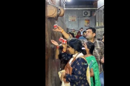 Devotees drink AC water thinking it to be ‘Charan Amrit’ at Vrindavan temple | Watch