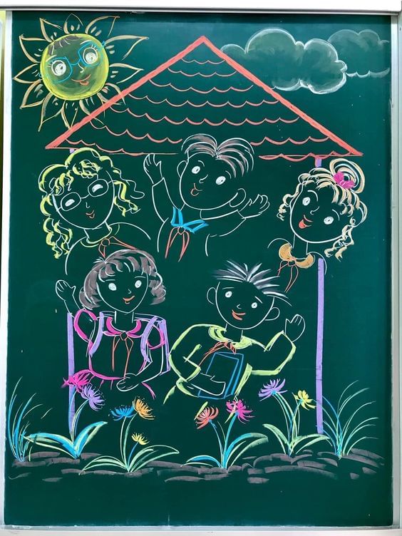 Children's Day blackboard decoration idea