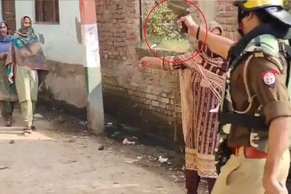 Meerapur assembly bypoll: Police officer points gun at women in viral video, Akhilesh demands action