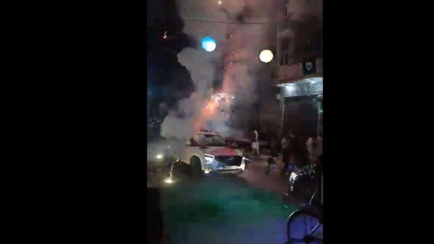 Car catches fire after man sets off crackers through its sunroof in UP | Video