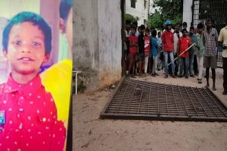 Six-year-old child dies after school gate falls on him; parents protest