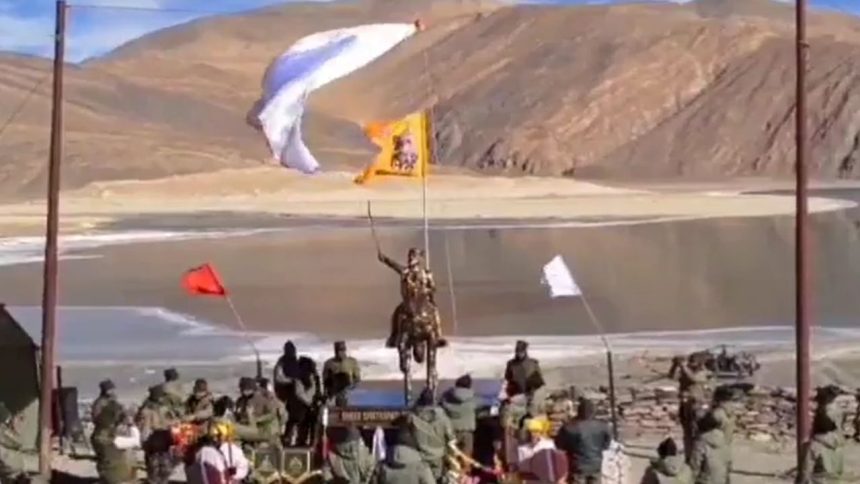 Grand statue of Chhatrapati Shivaji unveiled on bank of Pangong Tso lake in Ladakh