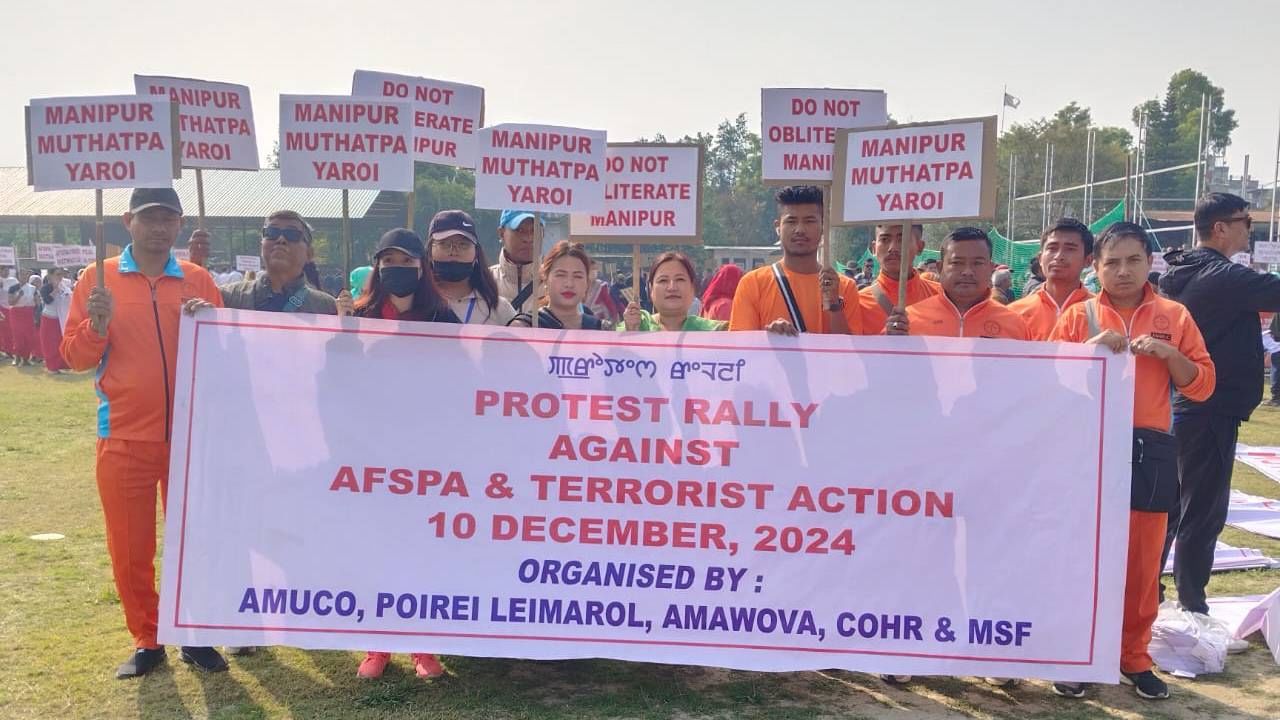 Kuki MLAs protest in Delhi, Meiteis take out rally in Imphal over AFSPA in Manipur