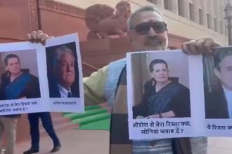 ‘Yeh rishta kya kehlata hai’: Giriraj Singh stages protest with Soros-Sonia poster