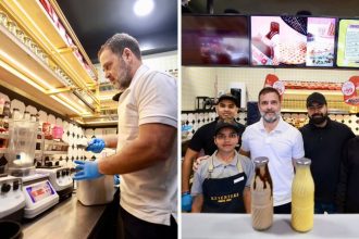 Rahul Gandhi visits Keventers in Delhi, makes cold coffee & explores brand’s history