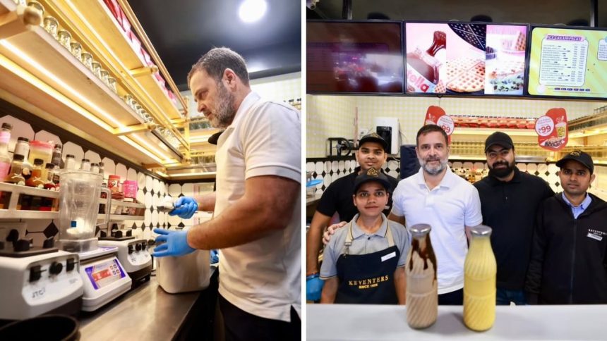 Rahul Gandhi visits Keventers in Delhi, makes cold coffee & explores brand’s history