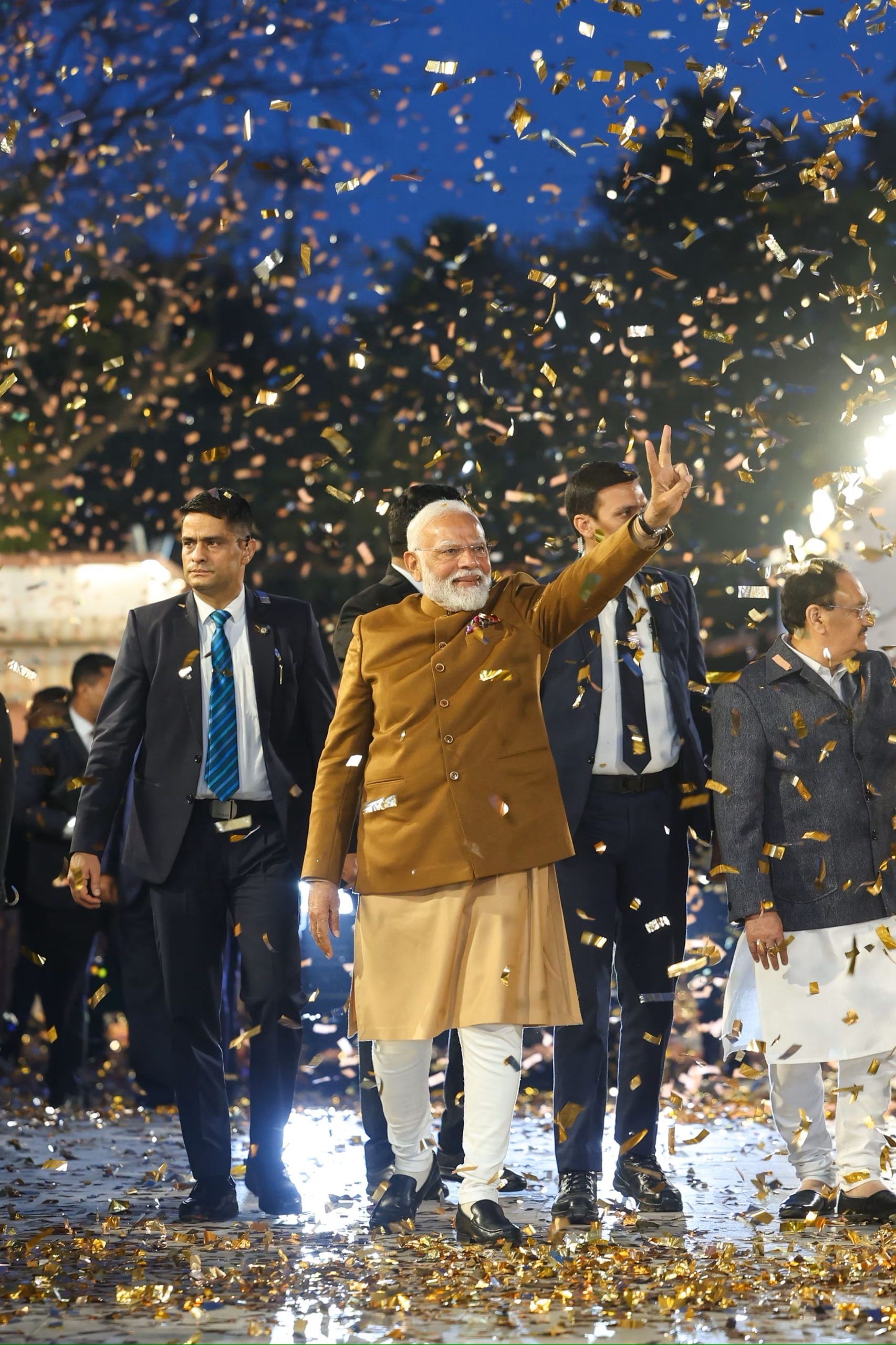 Glimpse of PM Modi in pictures from February 6 PM Modi joins the victory celebrations at the BJP HQ waving to a massive crowd after the Delhi elect