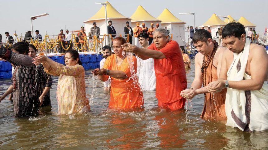 VP Dhankhar says holy dip at Maha Kumbh an ‘experience filled with essence of eternal culture’