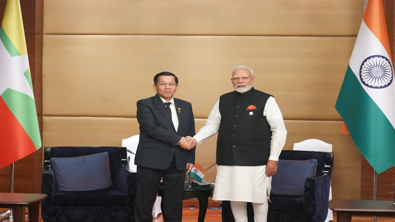 PM Narendra Modi meets head of Myanmar’s military government