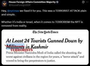 The Trump administration strongly supports India after the Pahalgam terror attack.