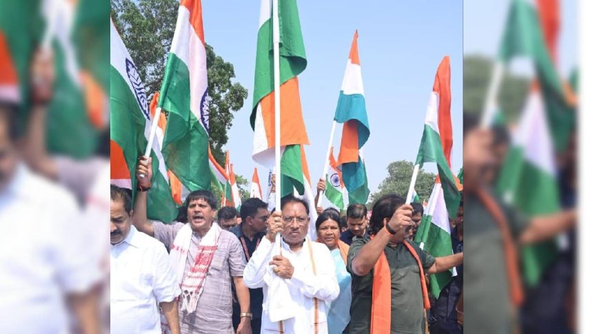 CM Vishnu Deo Sai Leads ‘Tiranga Yatra’ in Jashpur