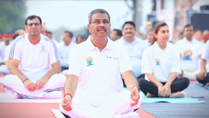 International Yoga Day: Union Education Minister participates in yoga session in Sambalpur