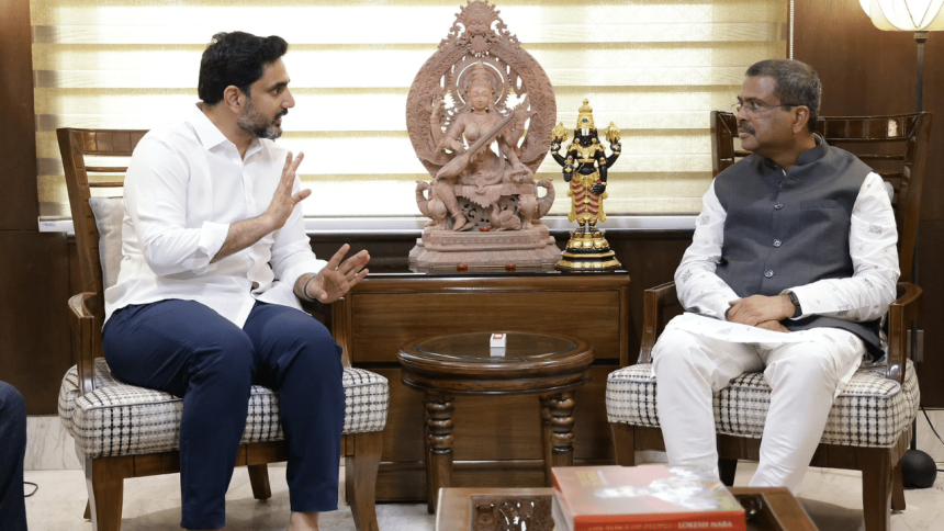 Andhra Pradesh minister Nara Lokesh meets Union minister Dharmendra Pradhan, discusses state’s LEAP education initiative 1 Andhra Pradesh minister Nara Lokesh meets Union minister Dharmendra Pradhan, discusses state’s LEAP education initiative